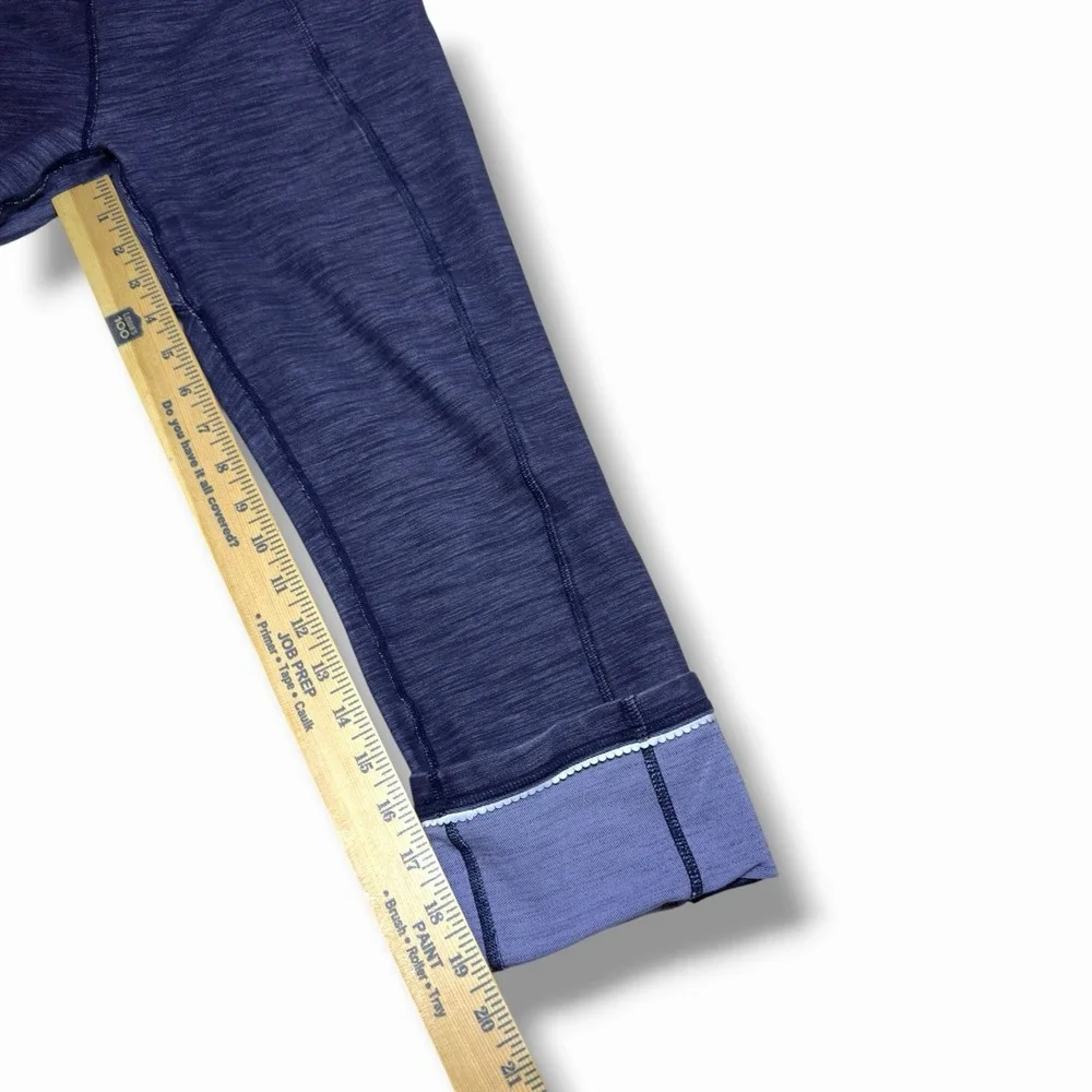 Lululemon 6 Snap Me Up Crop Side Button Indigo Heathered Slub Picot Capri Leggin